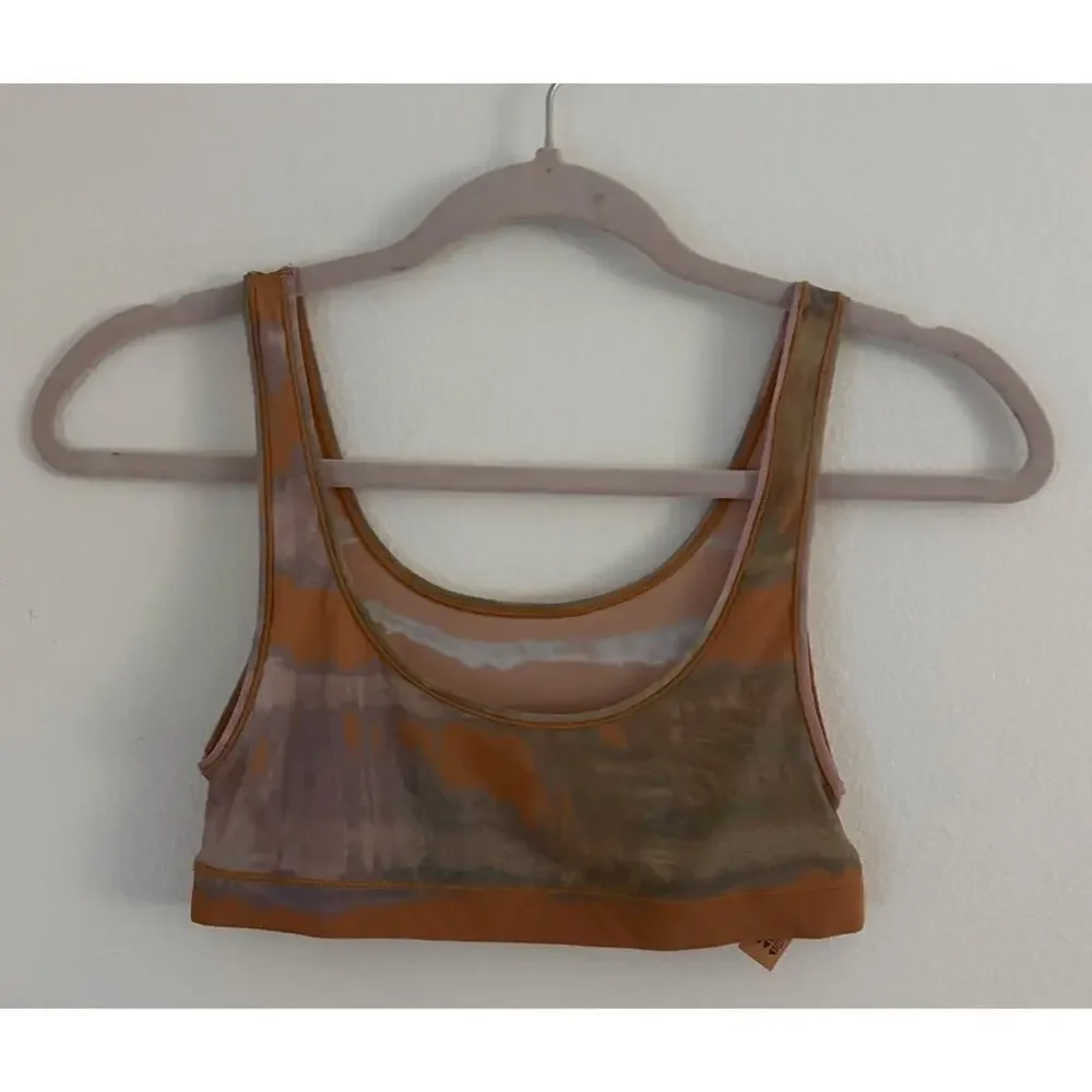 Skims Jelly Sheer Scoop Neck Burnt Orange Brown Tie Dye Bralette Bra Comfy Small